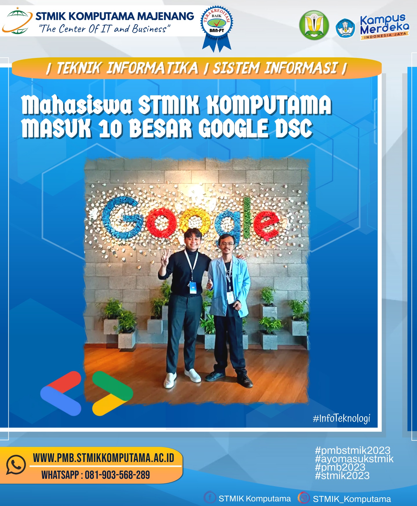 Berkolaborasi dengan UPN Veteran Jakarta, Binus, dan Gunadarma, Mahasiswa STMIK Komputama masuk 10 besar Google DSC