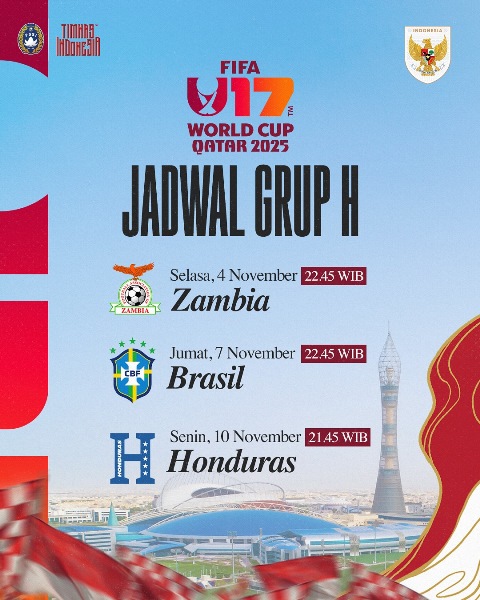 Daftar Pemain Timnas Indonesia untuk Piala Dunia U-17 Qatar, Asal Klubnya dan Jadwal Grup H